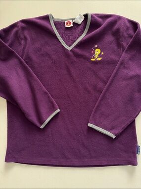 Tweety Crewneck Fleece Sweater in Purple